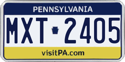 PA license plate MXT2405