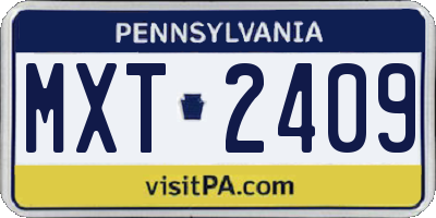 PA license plate MXT2409