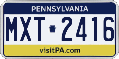 PA license plate MXT2416