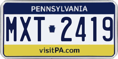 PA license plate MXT2419