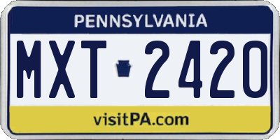 PA license plate MXT2420