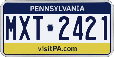 PA license plate MXT2421