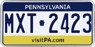 PA license plate MXT2423