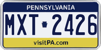 PA license plate MXT2426