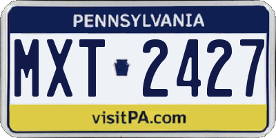 PA license plate MXT2427