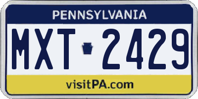 PA license plate MXT2429