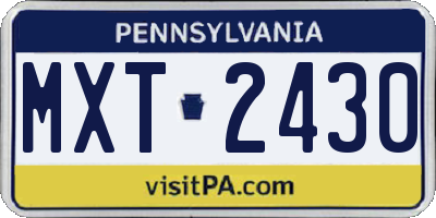 PA license plate MXT2430