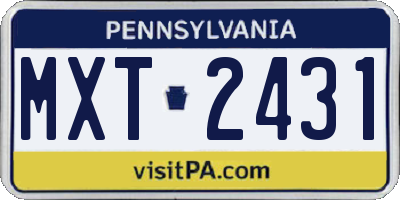 PA license plate MXT2431