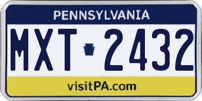 PA license plate MXT2432