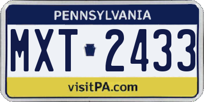 PA license plate MXT2433