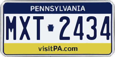 PA license plate MXT2434
