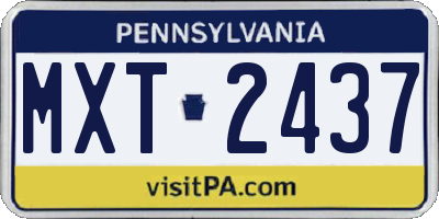 PA license plate MXT2437