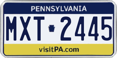 PA license plate MXT2445