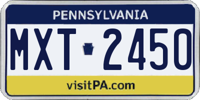 PA license plate MXT2450