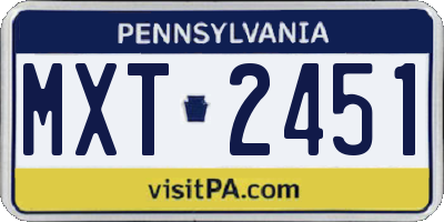 PA license plate MXT2451