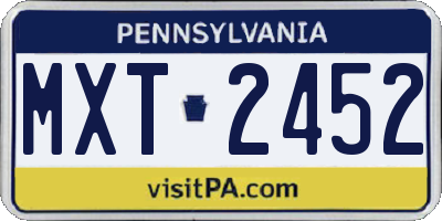 PA license plate MXT2452