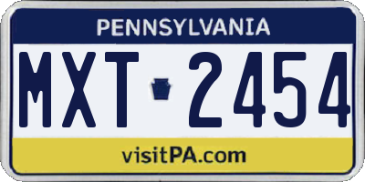 PA license plate MXT2454