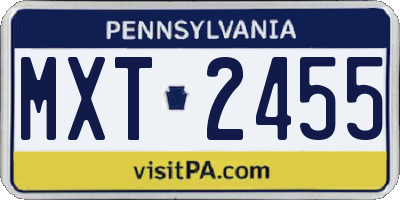 PA license plate MXT2455