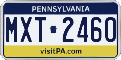 PA license plate MXT2460