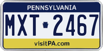 PA license plate MXT2467