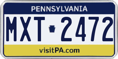 PA license plate MXT2472