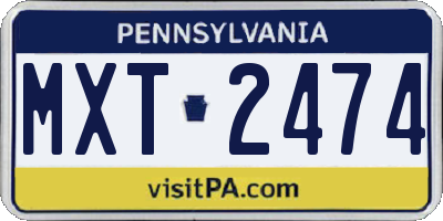 PA license plate MXT2474