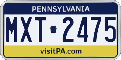 PA license plate MXT2475