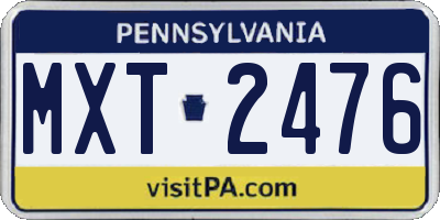 PA license plate MXT2476