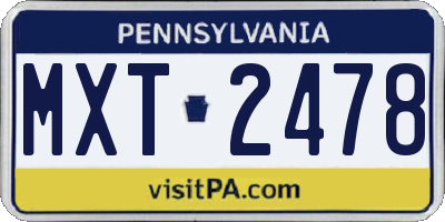 PA license plate MXT2478