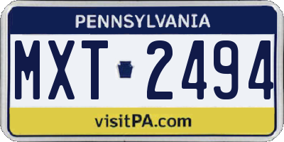 PA license plate MXT2494