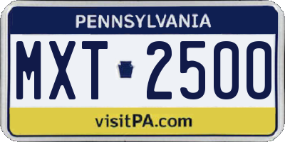 PA license plate MXT2500