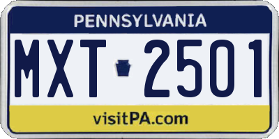 PA license plate MXT2501