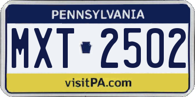 PA license plate MXT2502