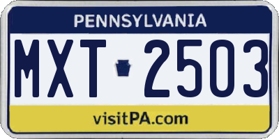 PA license plate MXT2503