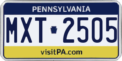 PA license plate MXT2505