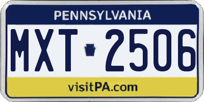PA license plate MXT2506