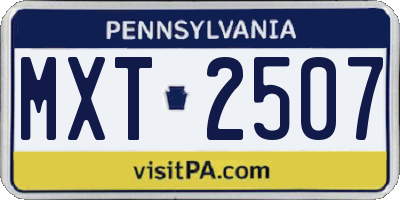 PA license plate MXT2507