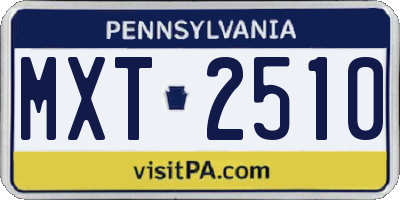PA license plate MXT2510
