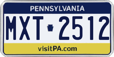 PA license plate MXT2512