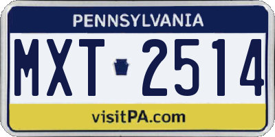 PA license plate MXT2514