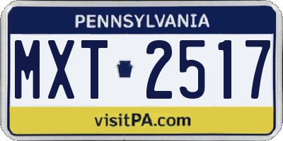 PA license plate MXT2517
