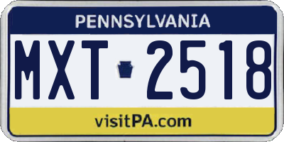 PA license plate MXT2518