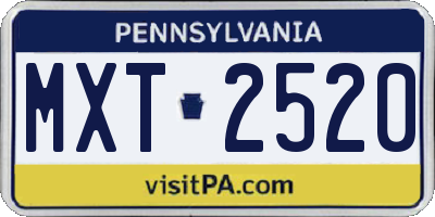 PA license plate MXT2520