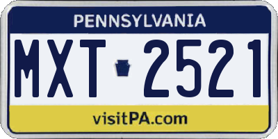 PA license plate MXT2521