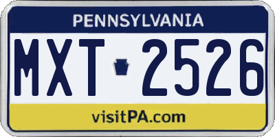PA license plate MXT2526