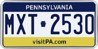 PA license plate MXT2530