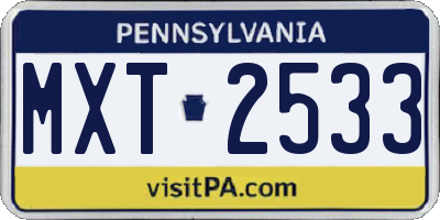PA license plate MXT2533