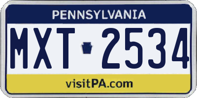 PA license plate MXT2534