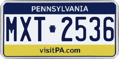 PA license plate MXT2536
