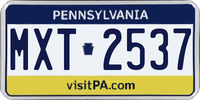 PA license plate MXT2537